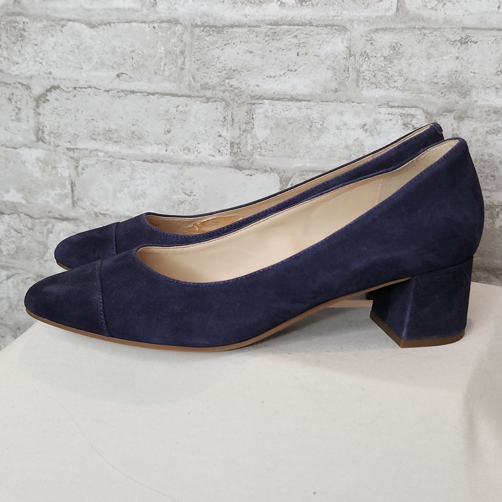 Cole Haan Pumps Navy Suede Waterproof Block Heel Classic Office 8B